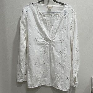 Christian Siriano White Eyelet Blouse